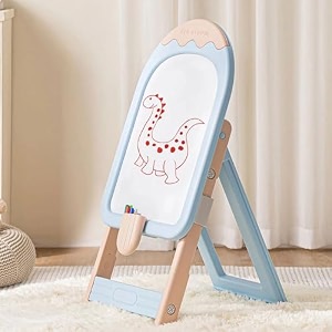 r for rabbit little genius candy easel board for kids drawing activity board multifunctional foldable height adjustable magnetic drawing board for 2-10 years kids blue