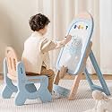 R for Rabbit Little Genius Candy Easel Board Set with Chair for Kids Multifunctional Foldable Height Adjustable Drawing Activity Magnetic Board for 3-7 Year Toddler (Blue)