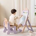 R for Rabbit Little Genius Candy Easel Board Set with Chair for Kids Multifunctional Foldable Height Adjustable Drawing Activity Magnetic Board for 3-7 Year Toddler (Purple)