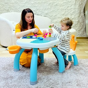 r for rabbit little genius regal kids study table set with chair 5 in 1 multifunctional desk set for 3-7 years kids upto 45kgs weight capacity lake blue multi