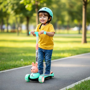 r for rabbit road runner bunny kick scooter  3 level adjustable height  pu led wheels kids scooter