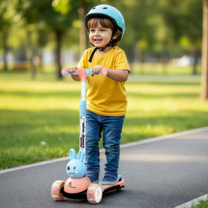 r for rabbit road runner bunny kick scooter  3 level adjustable height  pu led wheels kids scooter