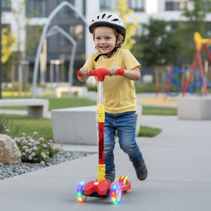 r for rabbit road runner scooter for kids of 3 to14 years age 3 level adjustable height red