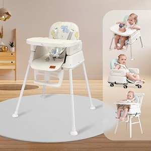 r for rabbit truffle high chair for baby 4-in-1 convertible kids feeding chair compact fold dual meal trays travel friendly booster seat 6 months to 3 years kids beige