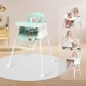 R for Rabbit Truffle High Chair for Baby, 4-in-1 Convertible Kids Feeding Chair Compact Fold, Dual Meal Trays, Travel Friendly Booster Seat, 6 Months to 3 Years Kids (Sea Green)