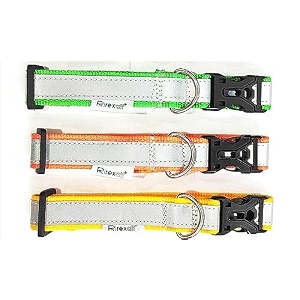 r rexaltreflective dog collar 1 inch for street dogs  durable in all weather adjustable soft and easy to put on dogs pack of 3 pcs  color- multicolor
