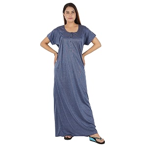 women cotton solid maxi nighty