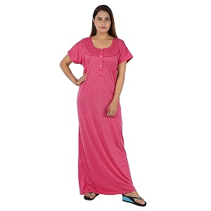 women cotton solid maxi nighty