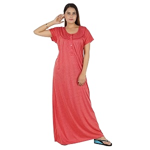 women cotton solid maxi nighty