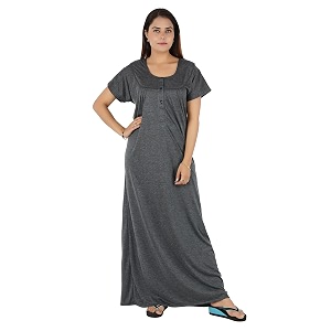 women cotton solid maxi nighty