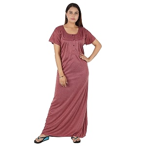 women cotton solid maxi nighty