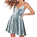 R.Vivimos Women's Crushed Velvet Swing Skater Mini Dress