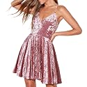 R.Vivimos Women's Crushed Velvet Swing Skater Mini Dress