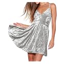 R.Vivimos Women's Crushed Velvet Swing Skater Mini Dress