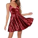 R.Vivimos Women's Crushed Velvet Swing Skater Mini Dress