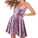 R.Vivimos Women's Crushed Velvet Swing Skater Mini Dress