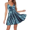 R.Vivimos Women's Crushed Velvet Swing Skater Mini Dress