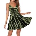 R.Vivimos Women's Crushed Velvet Swing Skater Mini Dress
