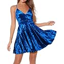 R.Vivimos Women's Crushed Velvet Swing Skater Mini Dress
