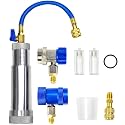 R1234YF R134A R410A AC Oil Dye Injector Kit with Coupler and Shut-Off Valve