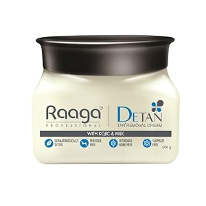 raaga professional detan tan removal cream  kojic amp milk  reduces tan dark spots amp dullness  dermatologically tested peroxide amp sulphate free  500 gm