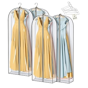 raahii 4 piece clear clothes bag with hanger for blazer cover coat covers with zip for wardrobe storage of suitjacket cover garmentssareeshirt pant organizer