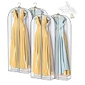 RAAHII 4 piece clear clothes bag with hanger for Blazer cover, coat covers with zip for wardrobe storage of suit,jacket cover, garments,saree,shirt pant organizer