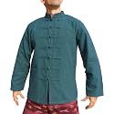 RaanPahMuang Thick Muang Cotton Chinese Jacket Shirt Mandarin Frog Button Front