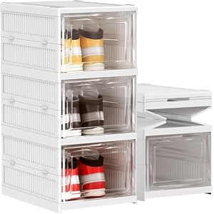 raawan 3-tier portable shoe rack multi-purpose diy storage cabinet for heels boots amp sneakers  collapsible amp folding shoe organizer with door