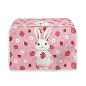 Rabbit Strawberry Toaster Covers Machine Washable Kitchen Appliance Organizer Bag Compatible with Most 4-Slice Toasters with Top Hook for Easy Storage Universal Size