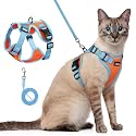 rabbitgoo Cat Harness and Leash Set, Escape Proof, Orange &amp; Light Blue