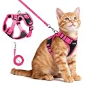 rabbitgoo Cat Harness and Leash Set, Escape Proof, Black &amp; Rose Pink