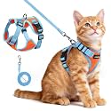 rabbitgoo Cat Harness and Leash Set, Escape Proof, Orange &amp; Light Blue