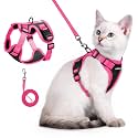 rabbitgoo Cat Harness and Leash Set, Escape Proof, Black &amp; Rose Pink
