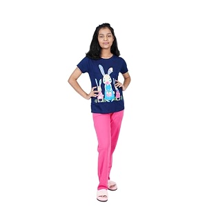 Rabbittospotty Cotton Hosiery Cartoon Printed Night Suits