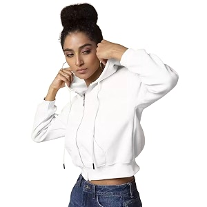 Rabboni Womens Crop Fleece Hoodie Jacket