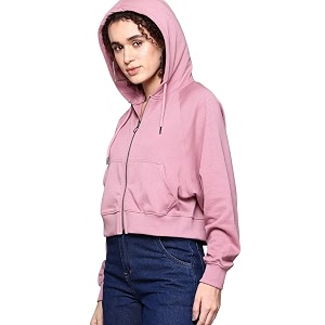 Rabboni Womens Crop Fleece Hoodie Jacket