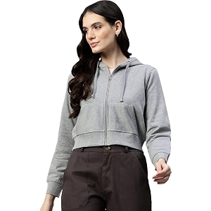 Rabboni Womens Crop Fleece Hoodie Jacket