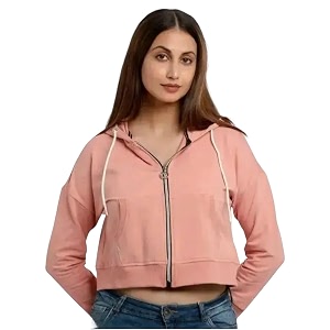Rabboni Womens Crop Fleece Hoodie Jacket