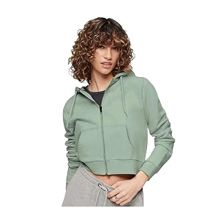 Rabboni Womens Crop Fleece Hoodie Jacket
