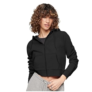Rabboni Womens Crop Fleece Hoodie Jacket