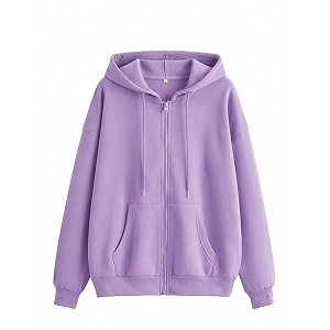 Rabboni Womens Solid Zip-Up Hoodie Jacket