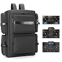 Rabjen DJ Backpack for Club Gigs, DJ Mixer Case Compatible with Pioneer DDJ-REV7, Pioneer DDJ-RX, Denon DJ SC LIVE 4, Novation Launchkey 49 and More Equipment