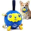 Race&amp;Herd 7.5" Jolly Soccer Ball for Dogs - Tough Durable Dog Ball Toy with Straps, Pet Bouncy Herding Balls for Dogs, Floating Dog Balls with Tags for Water Fetch, BaaBaaBall (Ocean)