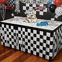 Race Car Foil Tinsel Fringe Table Skirt Birthday Party Decorations, 4 Pack