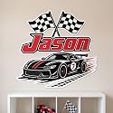 Racing Cars Stickers for Kids Playroom, Personalized Race Car Room Decor Custom Name Decal for Boys Bedroom Nursery Playroom (Style 4)