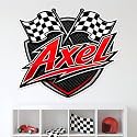 Racing Cars Stickers for Kids Playroom, Personalized Race Car Room Decor Custom Name Decal for Boys Bedroom Nursery Playroom (Style 2)