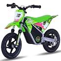 Racing Grade Electric Dirt Bike for Kids, Peak 400W Powerful Motorcycle for Ages 3-6, 36V 5.2Ah Lithium Battery, Dual Shock Absorption, 3 Speed Modes, Safe Disc Brake, 12Inch Off Road Tires, Green