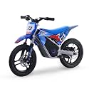 Racing Grade Electric Dirt Bike for Kids, Peak 500W Powerful Motorcycle for Ages 5-10, 36V 5.2Ah Lithium Battery, Dual Shock Absorption, 3 Speed Modes, Safe Disc Brake, 14 inch Off Road Tires, Blue