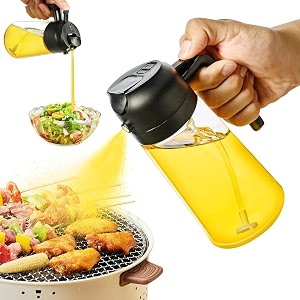 500ml 2 in 1 olive oil sprayer and oil dispenser bottle for kitchen glass oil bottle with premium nozzle oil sprayer for air fryer saladbbqroasting multi color pack of 1